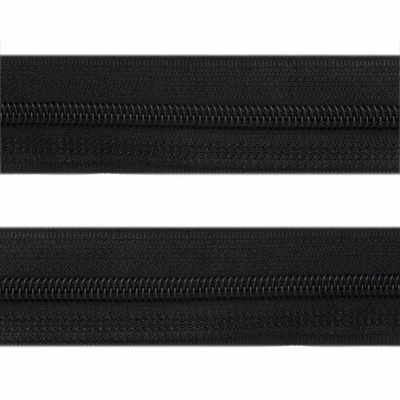 Рулонная молния с покрытием PVC спираль тип 3 (упак.270м) -черная с полосой СВО - купить в Уфе. Цена: 12.74 руб.