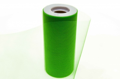 Фатин в шпульках 16-146, 10 гр/м2, шир. 15 см (в нам. 25+/-1 м), цвет зелёный - купить в Уфе. Цена: 100.69 руб.