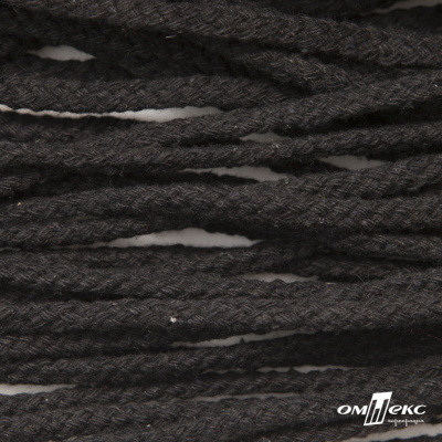 Шнур плетеный d-6 мм круглый, 70% хлопок 30% полиэстер, уп.90+/-1 м, цв.1078-черный - купить в Уфе. Цена: 588 руб.