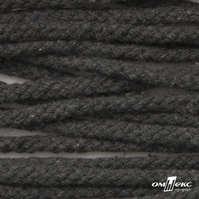 Шнур плетеный d-6 мм круглый, 70% хлопок 30% полиэстер, уп.90+/-1 м, цв.1088-т.серый - купить в Уфе. Цена: 588 руб.