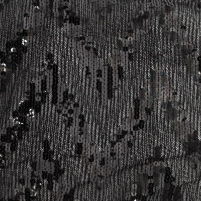 Трикотажное полотно с пайетками, шир.130 см, #311-бахрома чёрная - купить в Уфе. Цена 1 183.35 руб.