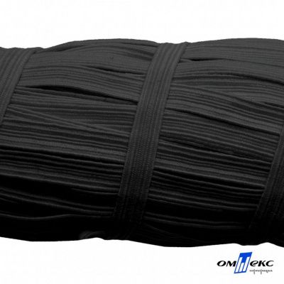 Резиновые нити с текстильным покрытием, шир. 6 мм (55 м/уп), цв.-черный - купить в Уфе. Цена: 210.75 руб.
