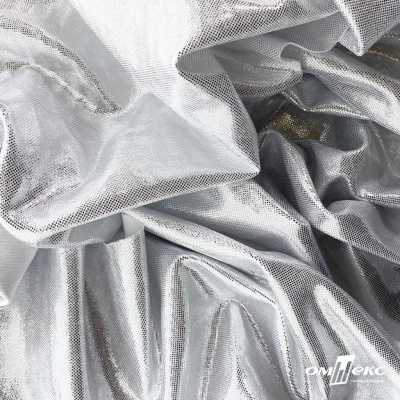 Трикотажное полотно голограмма, шир.140 см, #602 -белый/серебро - купить в Уфе. Цена 385.88 руб.