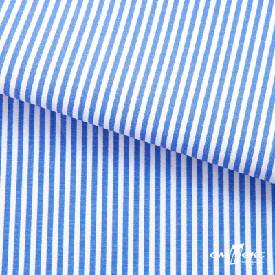 Ткань сорочечная Полоска Кенди, 115 г/м2, 58% пэ,42% хл, шир.150 см, цв.3-синий, (арт.110) - купить в Уфе. Цена 306.69 руб.