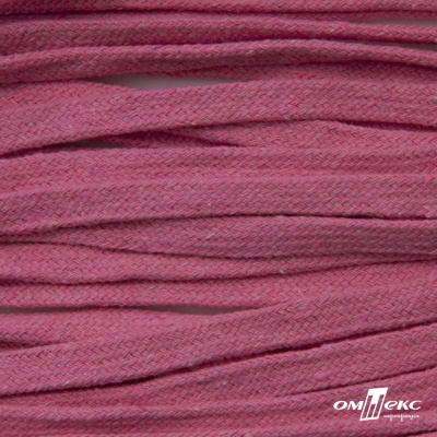 Шнур плетеный d-8 мм плоский, 70% хлопок 30% полиэстер, уп.85+/-1 м, цв.1029-розовый - купить в Уфе. Цена: 735 руб.