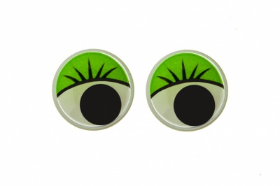 Глазки для игрушек, круглые, с бегающими зрачками, 15 мм/упак.50+/-2 шт, цв. -зеленый - купить в Уфе. Цена: 113.01 руб.