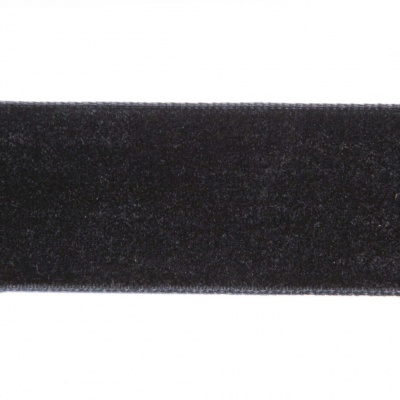 Лента бархатная нейлон, шир.25 мм, (упак. 45,7м), цв.03-черный - купить в Уфе. Цена: 800.84 руб.
