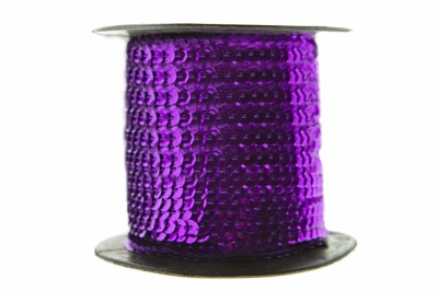 Пайетки "ОмТекс" на нитях, SILVER-BASE, 6 мм С / упак.73+/-1м, цв. 12 - фиолет - купить в Уфе. Цена: 300.55 руб.
