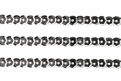 Пайетки "ОмТекс" на нитях, SILVER-BASE, 6 мм С / упак.73+/-1м, цв. 1 - серебро - купить в Уфе. Цена: 468.37 руб.