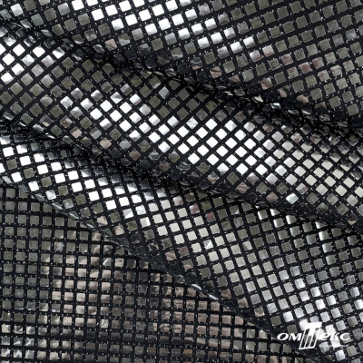 Трикотажное полотно голограмма, шир.140 см, #603 -черный/серебро - купить в Уфе. Цена 771.75 руб.