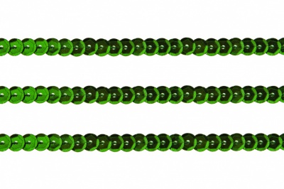 Пайетки "ОмТекс" на нитях, SILVER-BASE, 6 мм С / упак.73+/-1м, цв. 4 - зеленый - купить в Уфе. Цена: 484.77 руб.