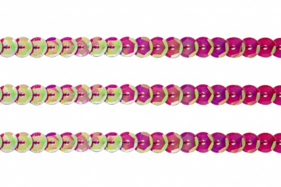 Пайетки "ОмТекс" на нитях, CREAM, 6 мм С / упак.73+/-1м, цв. 89 - розовый - купить в Уфе. Цена: 468.37 руб.
