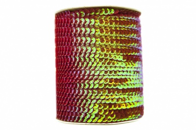 Пайетки "ОмТекс" на нитях, CREAM, 6 мм С / упак.73+/-1м, цв. 96 - красный - купить в Уфе. Цена: 484.77 руб.